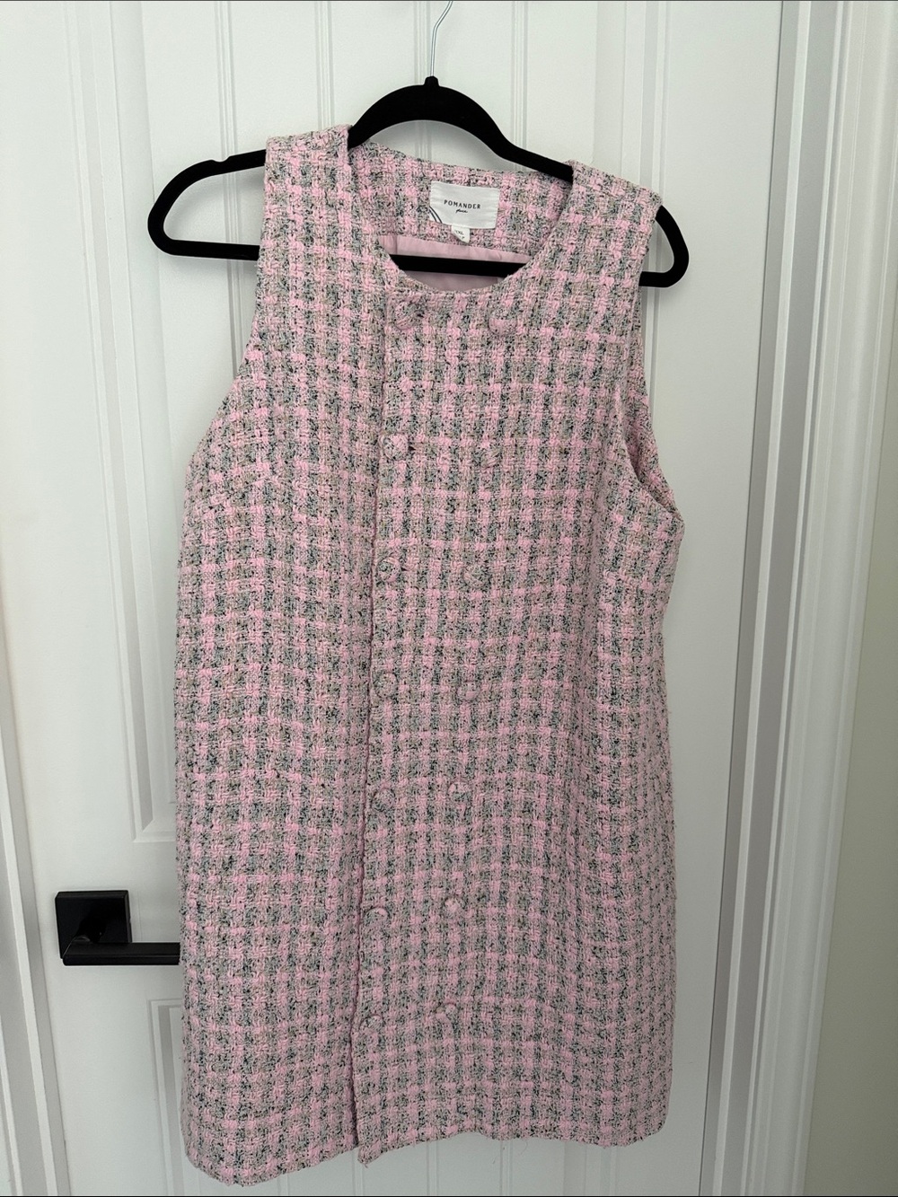 Pomander Place Pink Tweed Sleeveless Shift Dress